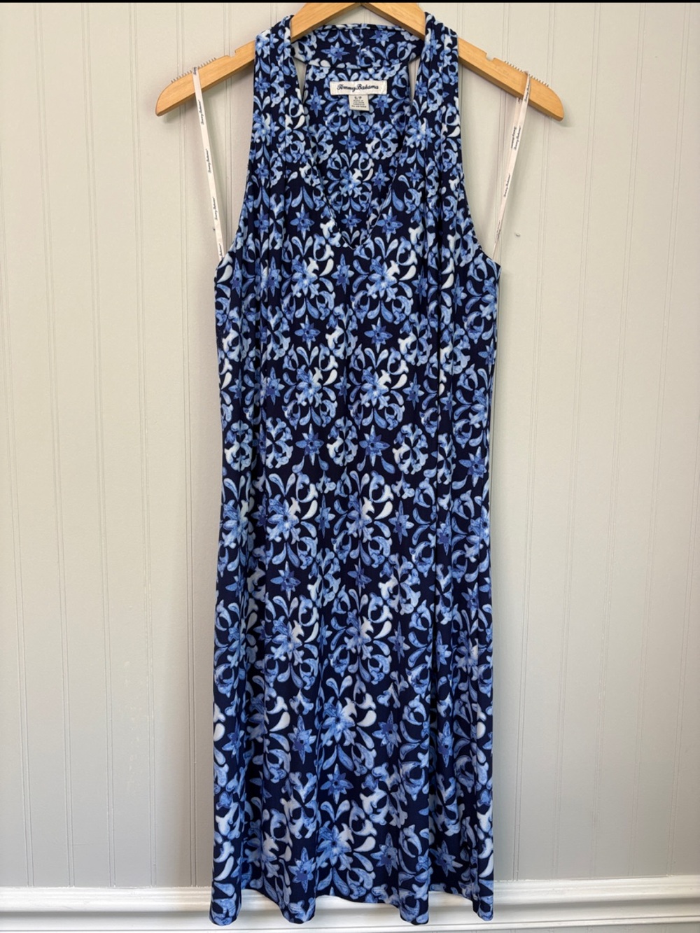 Tommy Bahama Sleeveless V-Neck Racerback Dress Women Size Small Blue White